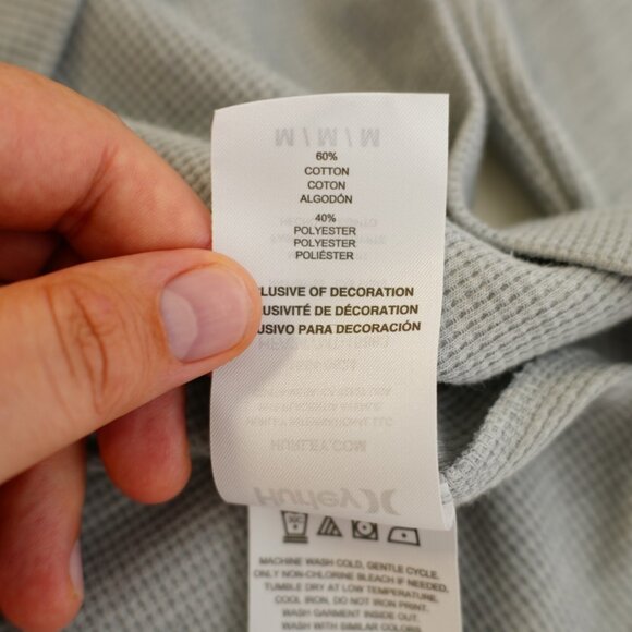 NEW Hurley Gray Waffle Knit Lightweight Sweater Medium Crew Neck Cotton Polyeste - Picture 11 of 11